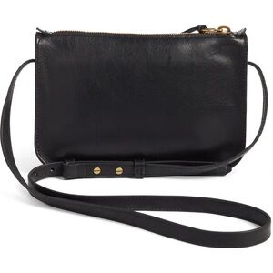 Madewell Black The Simple Soft Leather Crossbody Bag Top Zip Shoulder Purse